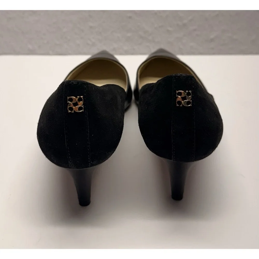COACH Chambers Black Leather Suede Mixed Media Pointed Toe Kitten Heels 9.5B NEW
